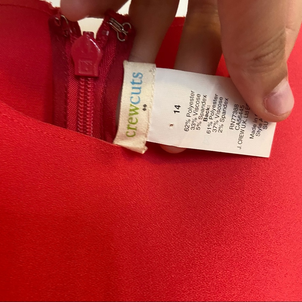 J. Crew CrewCuts Scalloped Coral/Red Shift Dress KIDS 14 - Picture 3 of 3